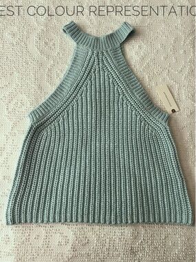 Anthropologie Pale Blue Chunky Rib Knit Top
